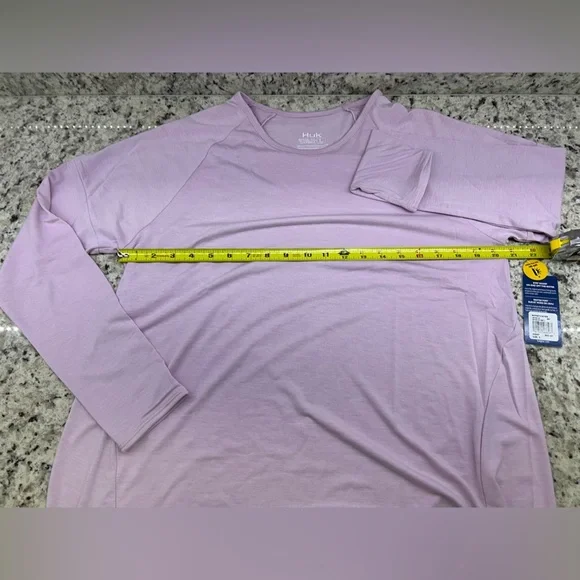 NWT Huk Women’s Waypoint Crew Long Sleeve Tee Large Winsome Orchid Purple - Picture 8 of 11
